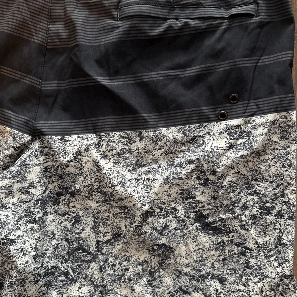 Men's AE AMERICAN EAGLE Board Shorts Swim Trunks‎ XXL ColorBlock Black Gray VGUC